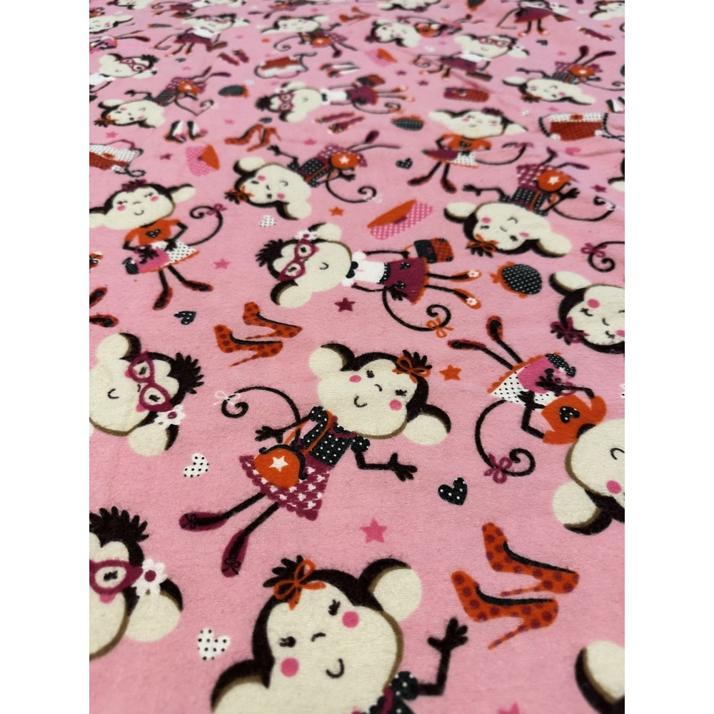 OOP Timeless Treasures Fabric Pink With Circus Monkeys Drums Stars Scooter